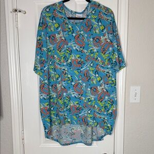 LuLaRoe Irma Blue Floral Tunic Top